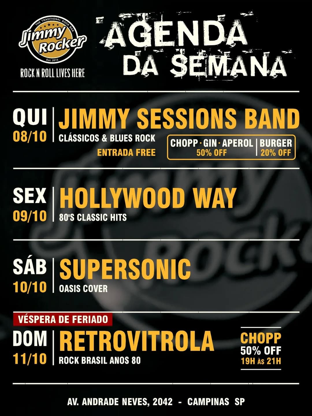 Flyer de Jimmy Sessions Band