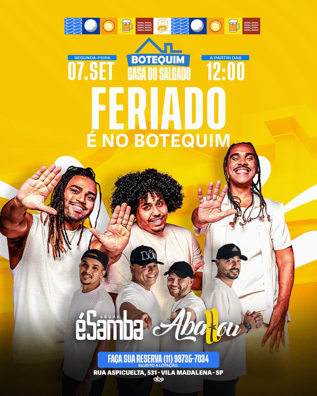 Flyer de Aballou e Grupo É Samba