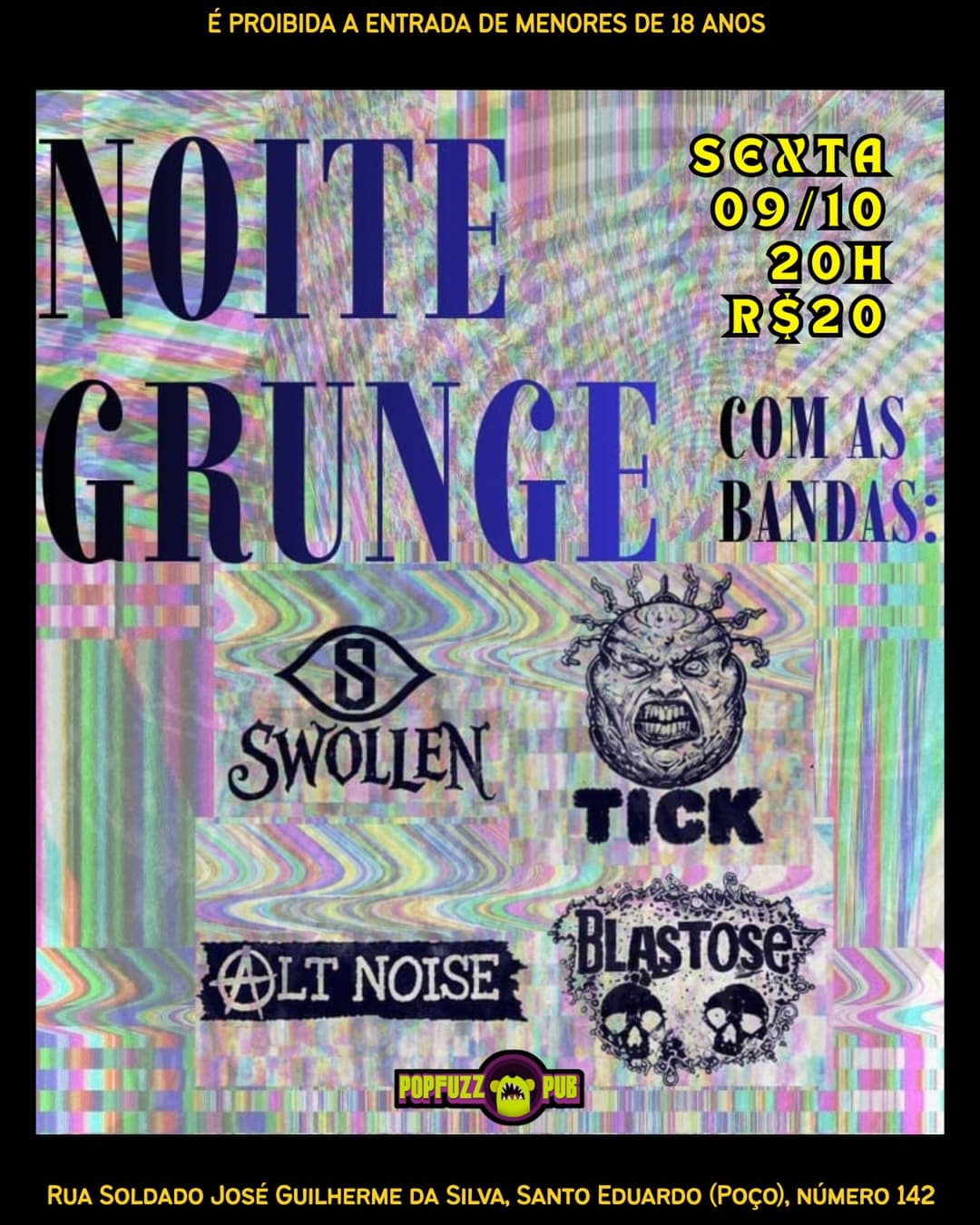 Flyer de Swollen, Tick, Alt Noise e blastosebanda