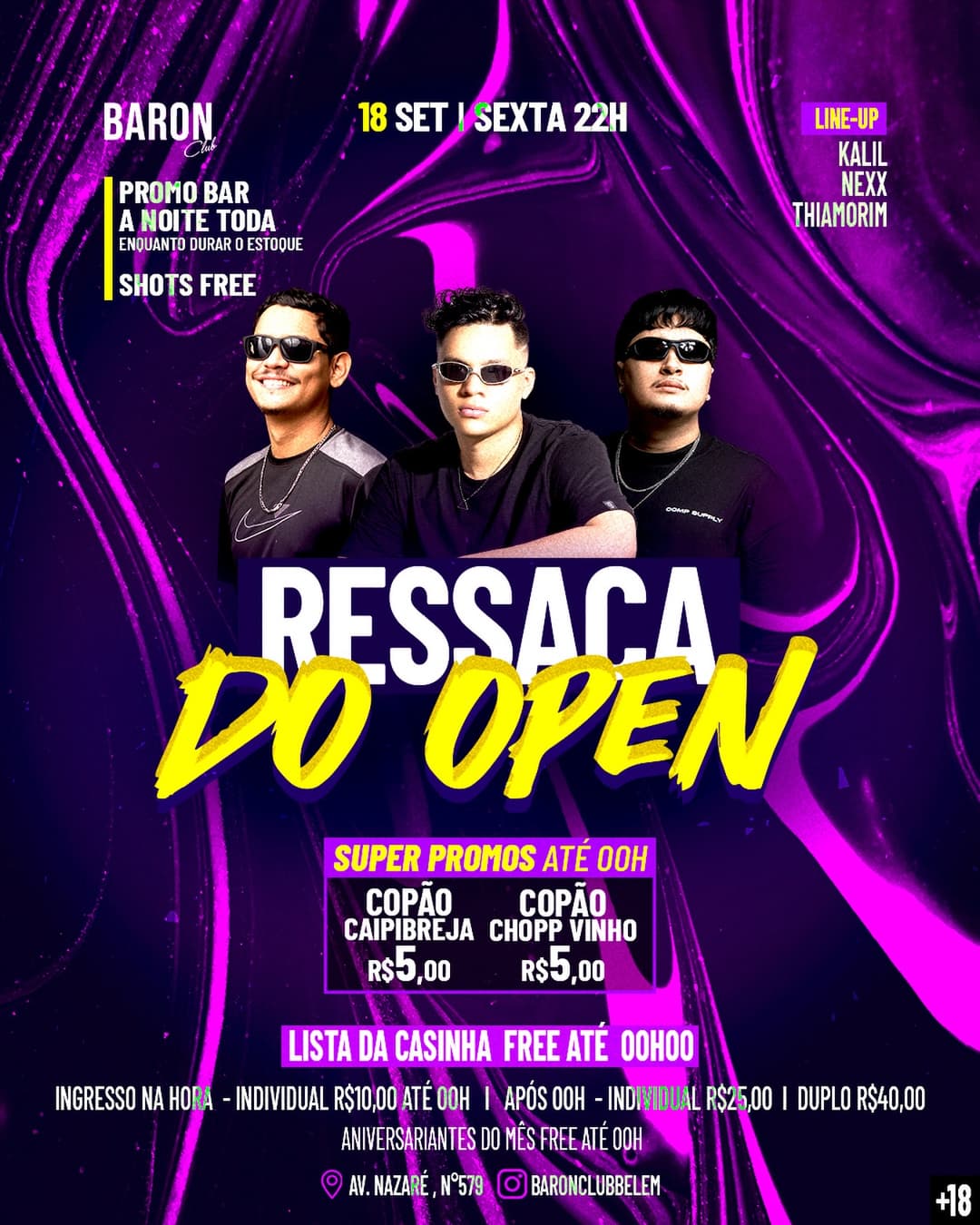 Flyer de DJ Kalil, Nexx e thiamorim