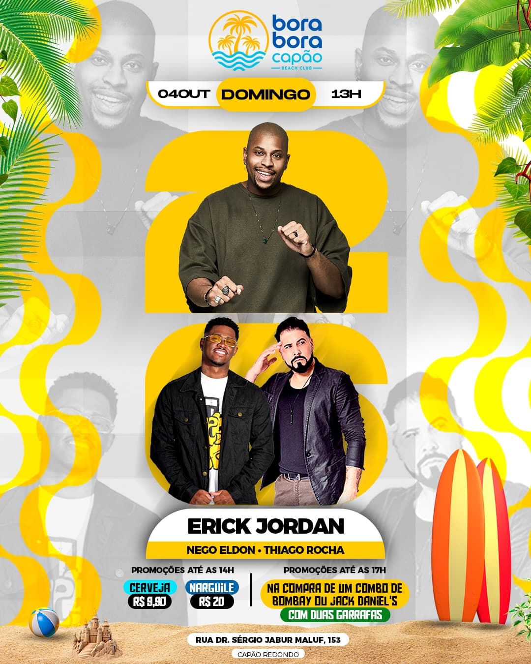 Flyer de Nego Eldon, Thiago Rocha e Erick Jordan