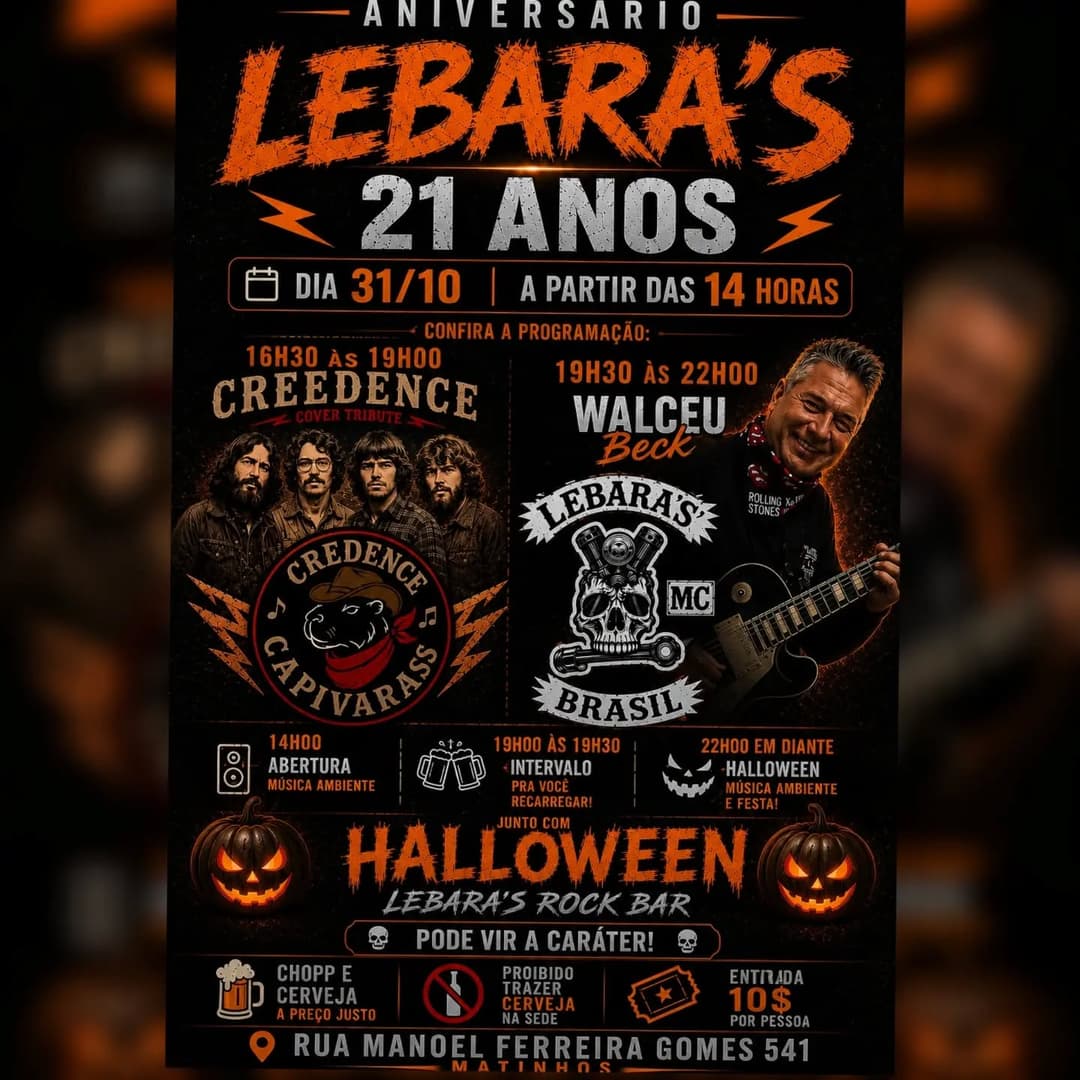 Flyer de Creedence Capivaras e Walceu Beck