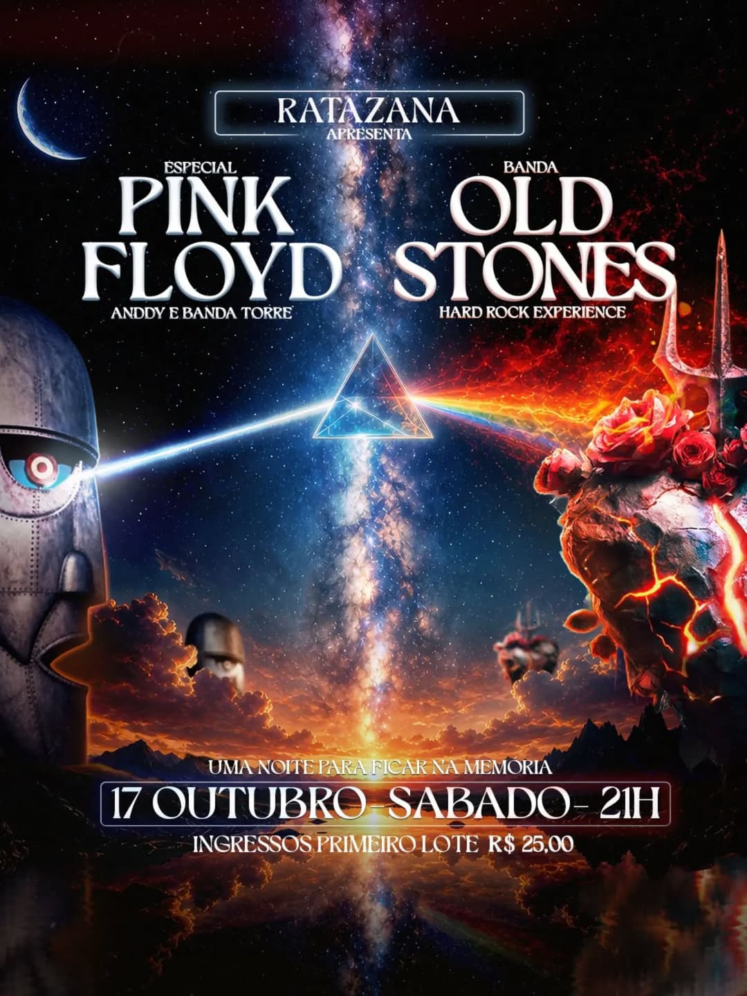 Flyer de Old Stones, Anddy e Banda Torre e mais 1 artista