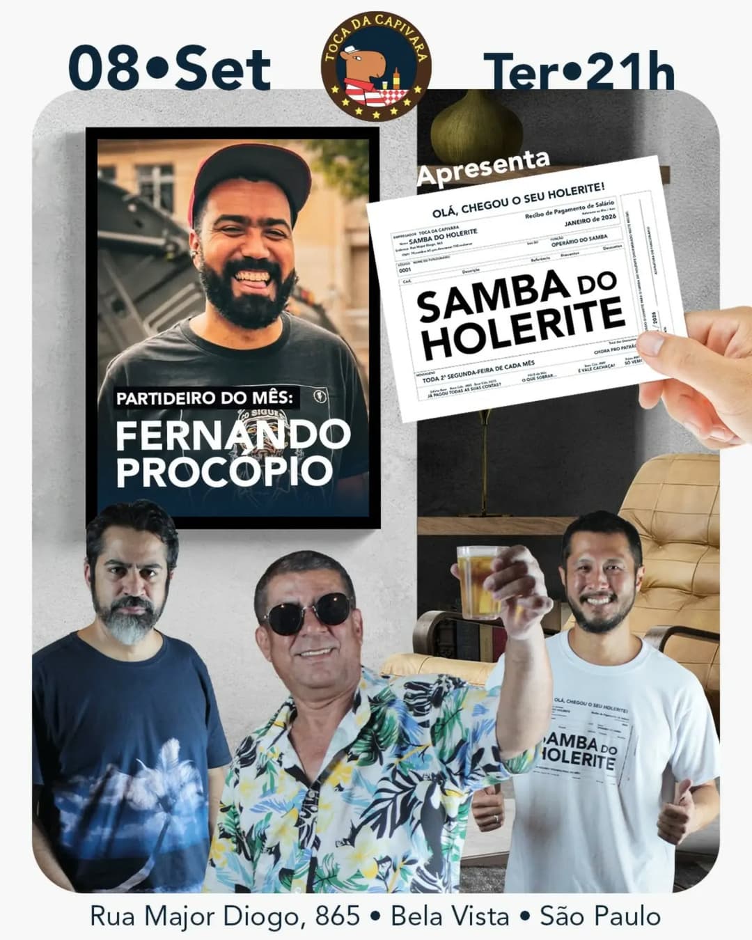 Flyer de Samba do Holerite e Bamba Procopiono