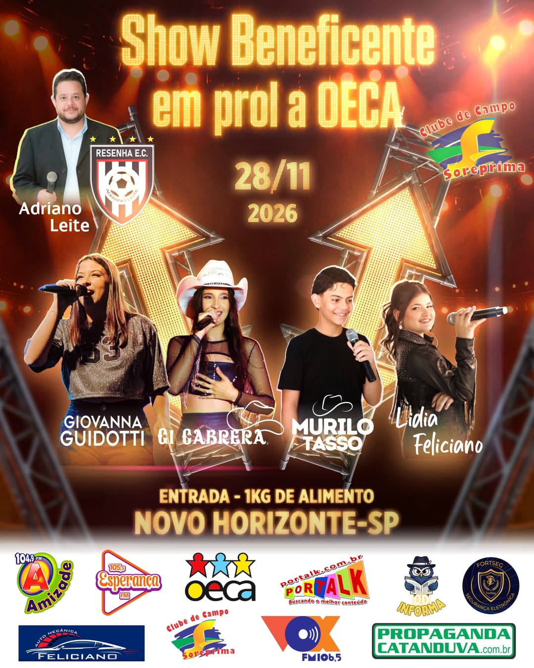 Flyer de Giovanna Guidotti, Gi Cabrera e mais 3 artistas