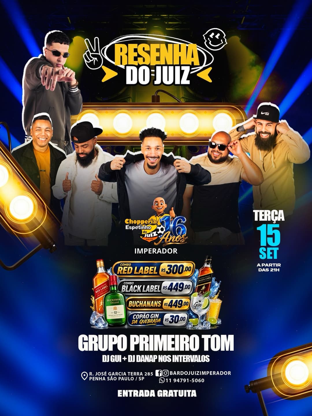 Flyer de DJ GUI, Grupo Primeiro Tom e DJ DanAp