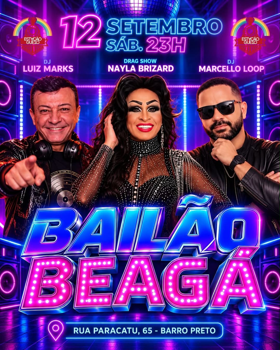 Flyer de DJ Luiz Marks, DJ Marcello Loop e mais 1 artista