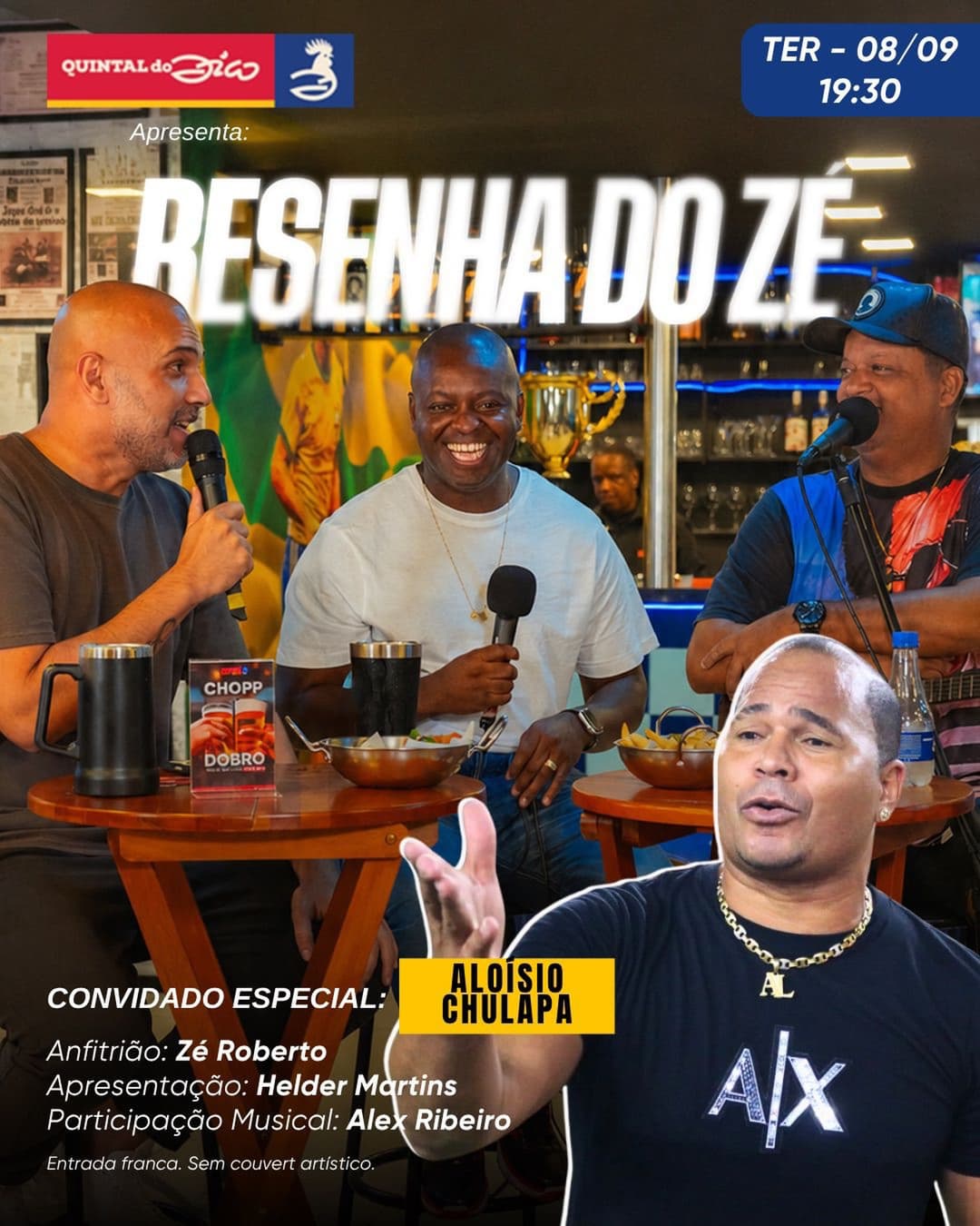 Flyer de Aloísio Chulapa, Ze 10 Roberto e mais 2 artistas