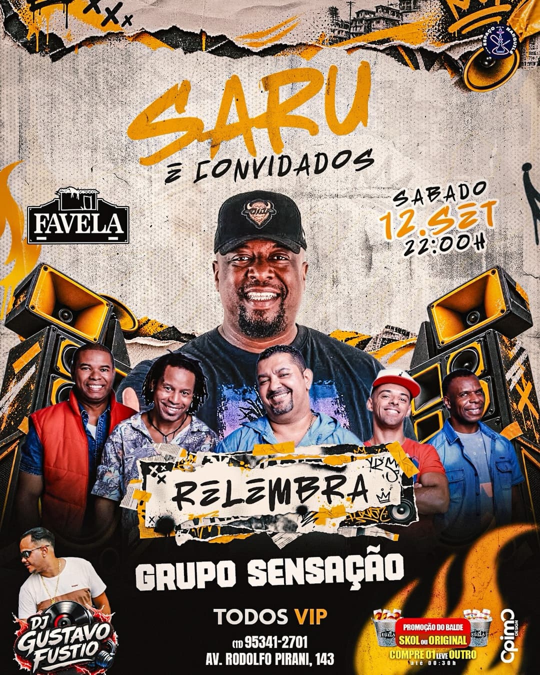 Flyer de Saru e DJ Gustavo