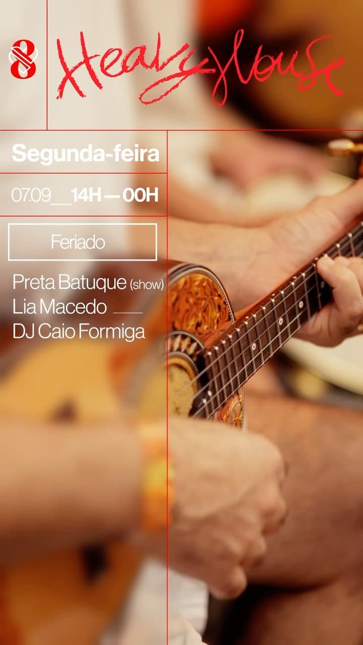 Flyer de DJ Lia Macedo, Preta Batuque e Caio Formiga