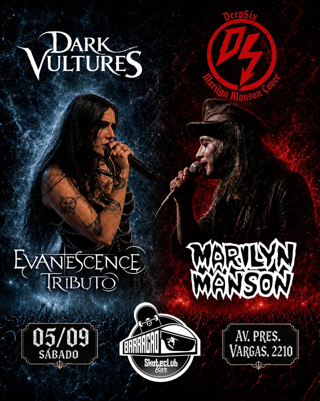 Flyer de Dark Vultures Band e Deep Six Marilyn Manson Cover