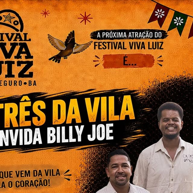 Flyer de Os 3 da Vila, Jonathan Ferraz e Os Três da Vila
