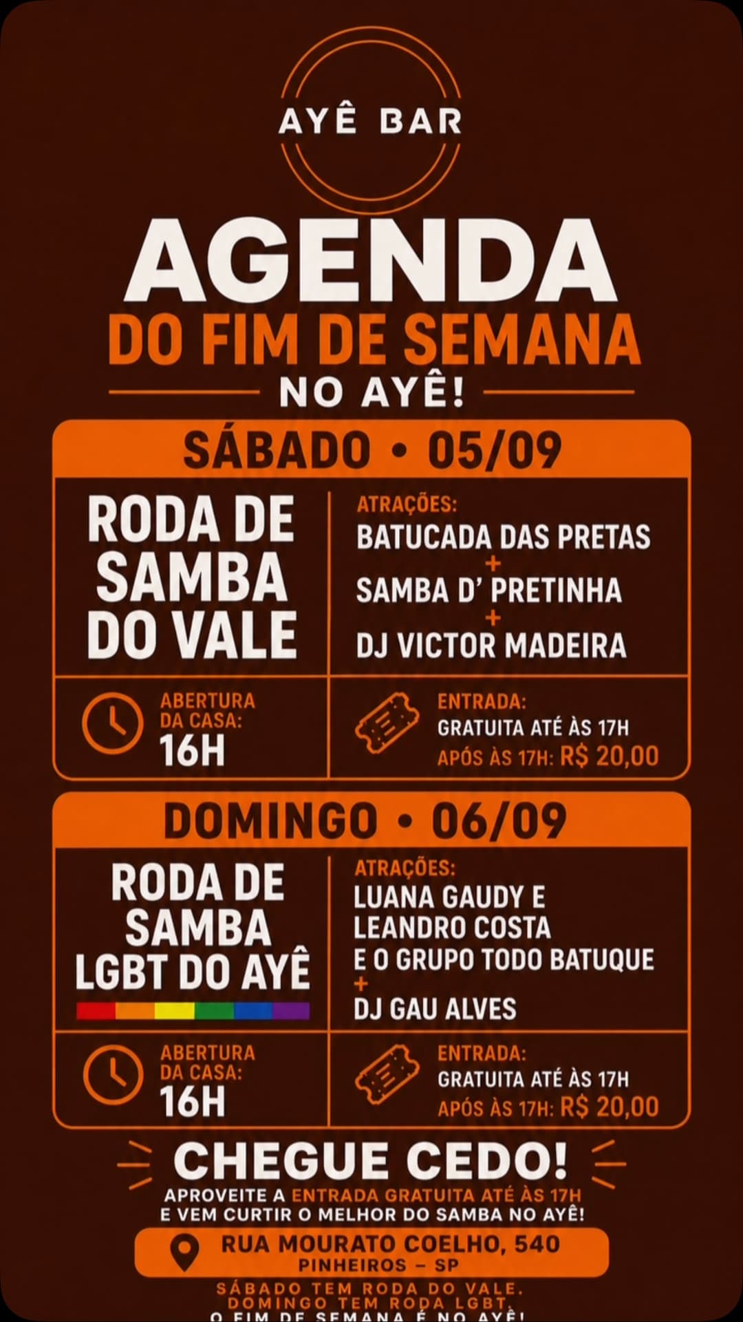 Flyer de Batucada das Pretas, Samba de Pretinha e mais 1 artista