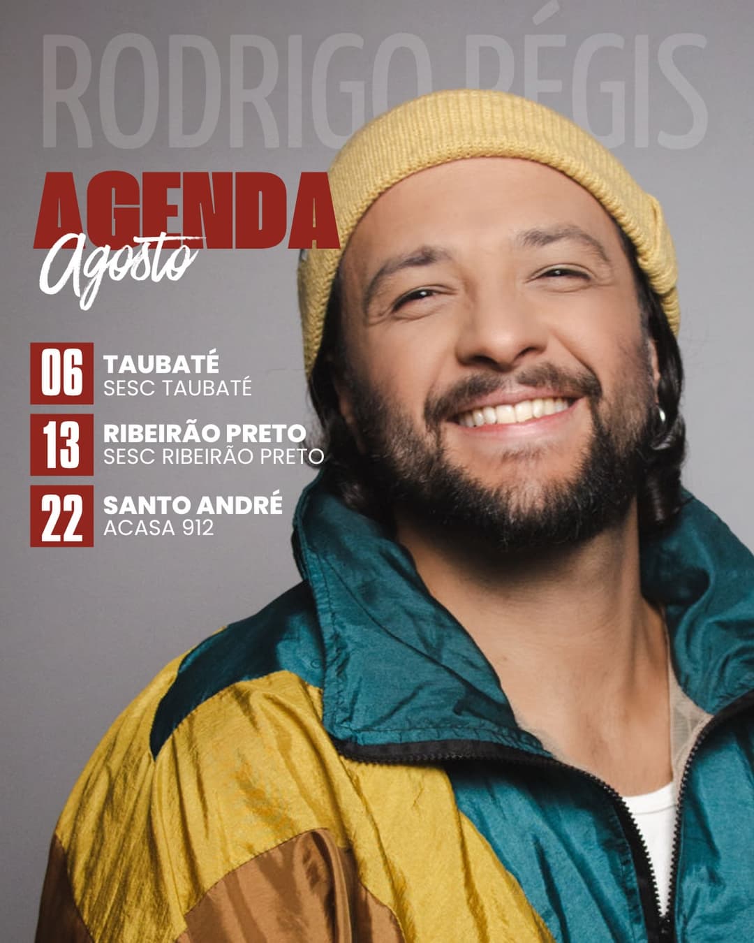 Flyer de Rodrigo Régis e mais 2 artistas