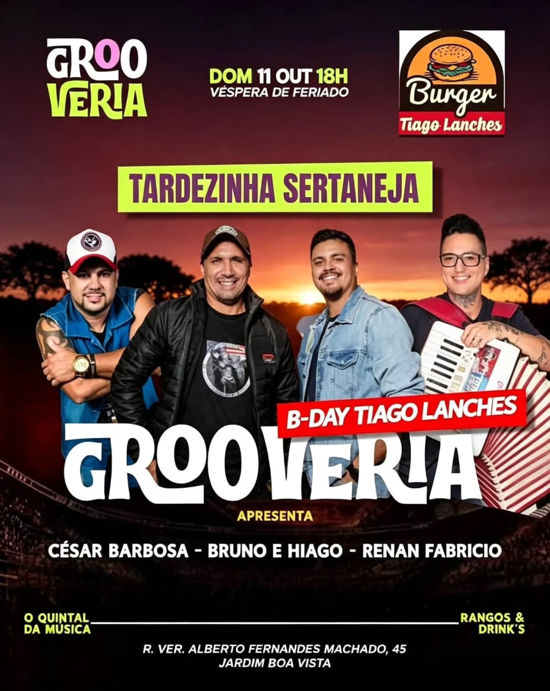 Flyer de Cesar Barbosa, Bruno e Hiago e Renan Fabricio