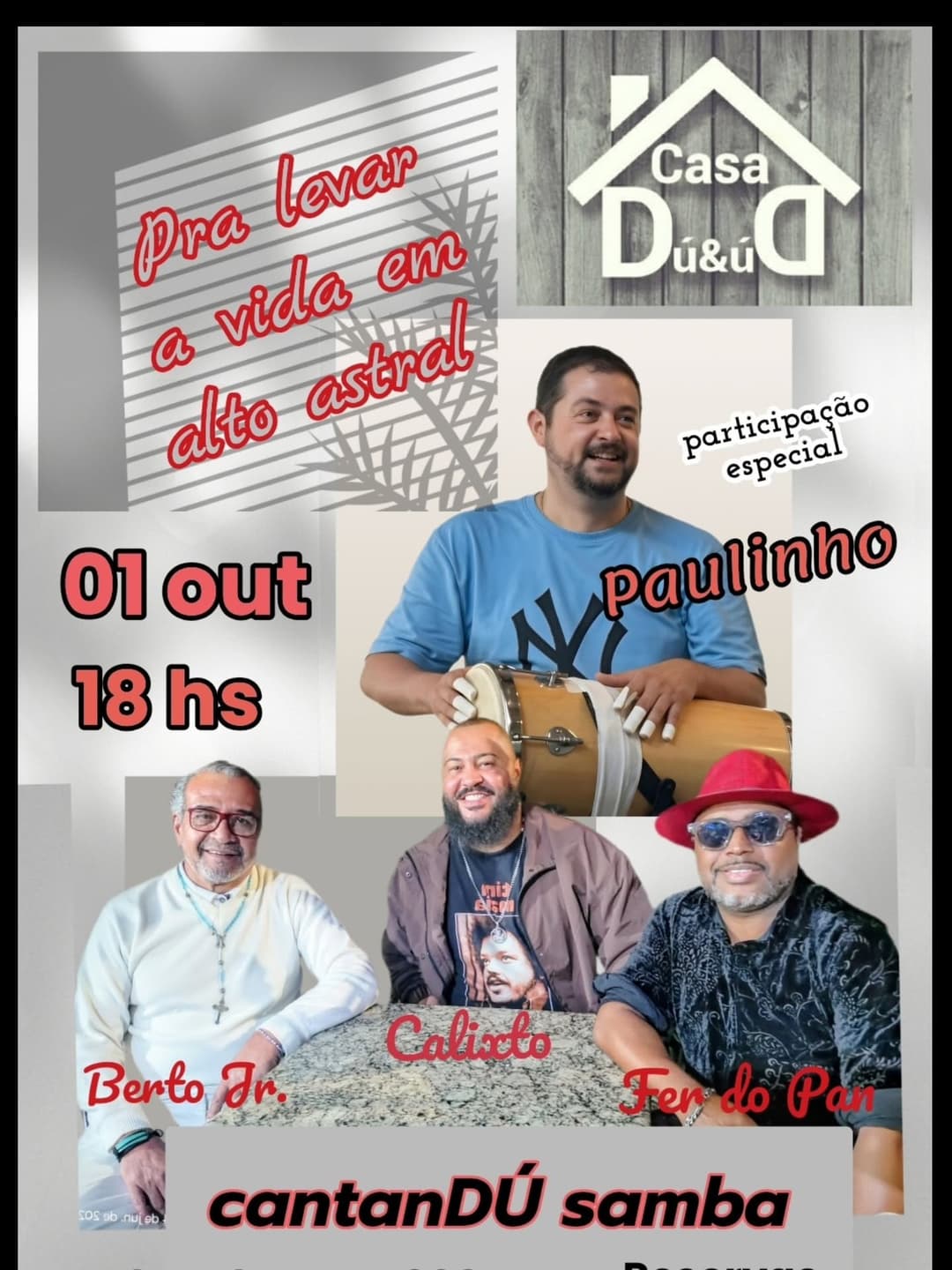 Flyer de CantanDÚ samba e Paulinho