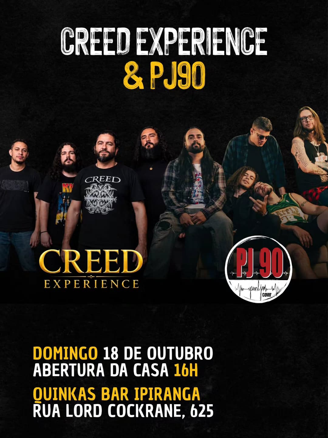 Flyer de Creed Experience e pjnoventa
