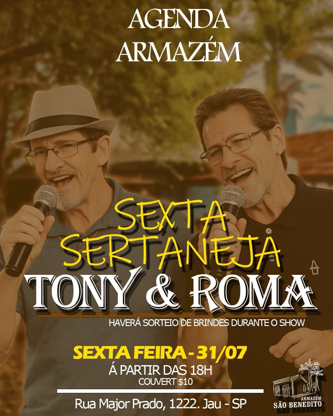 Flyer de Tony & Roma e Fer Carvalho