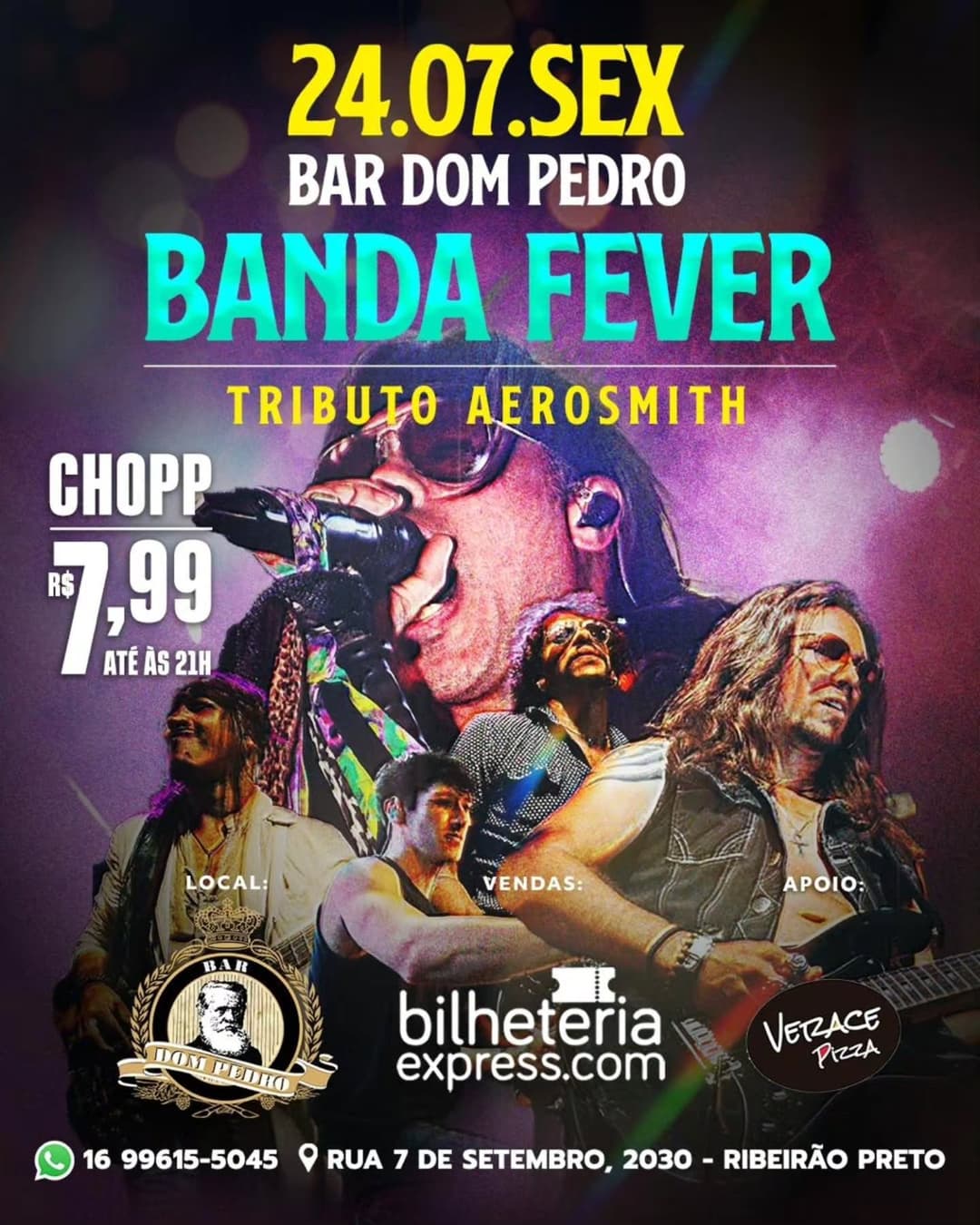 Flyer de Banda Fever e Hey Rockers de Ribeirão Preto