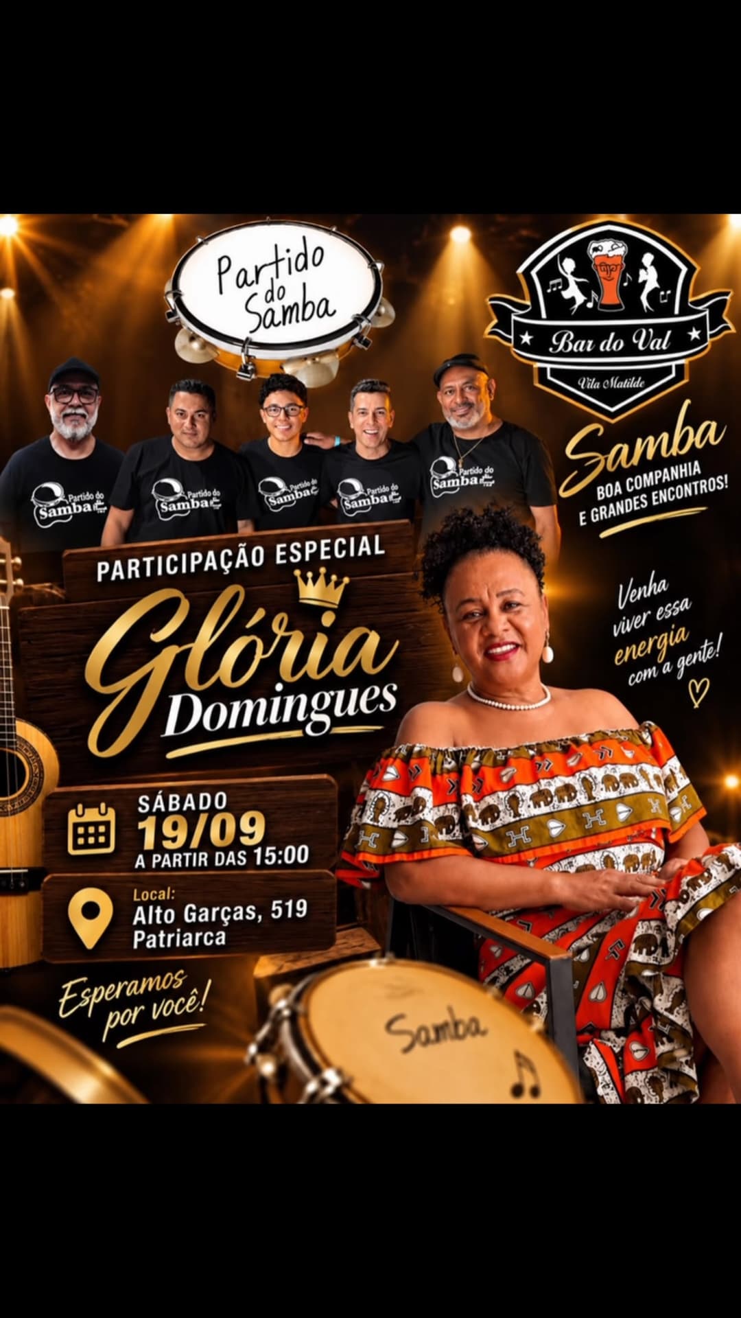 Flyer de Partido do Samba e Glória Domingues