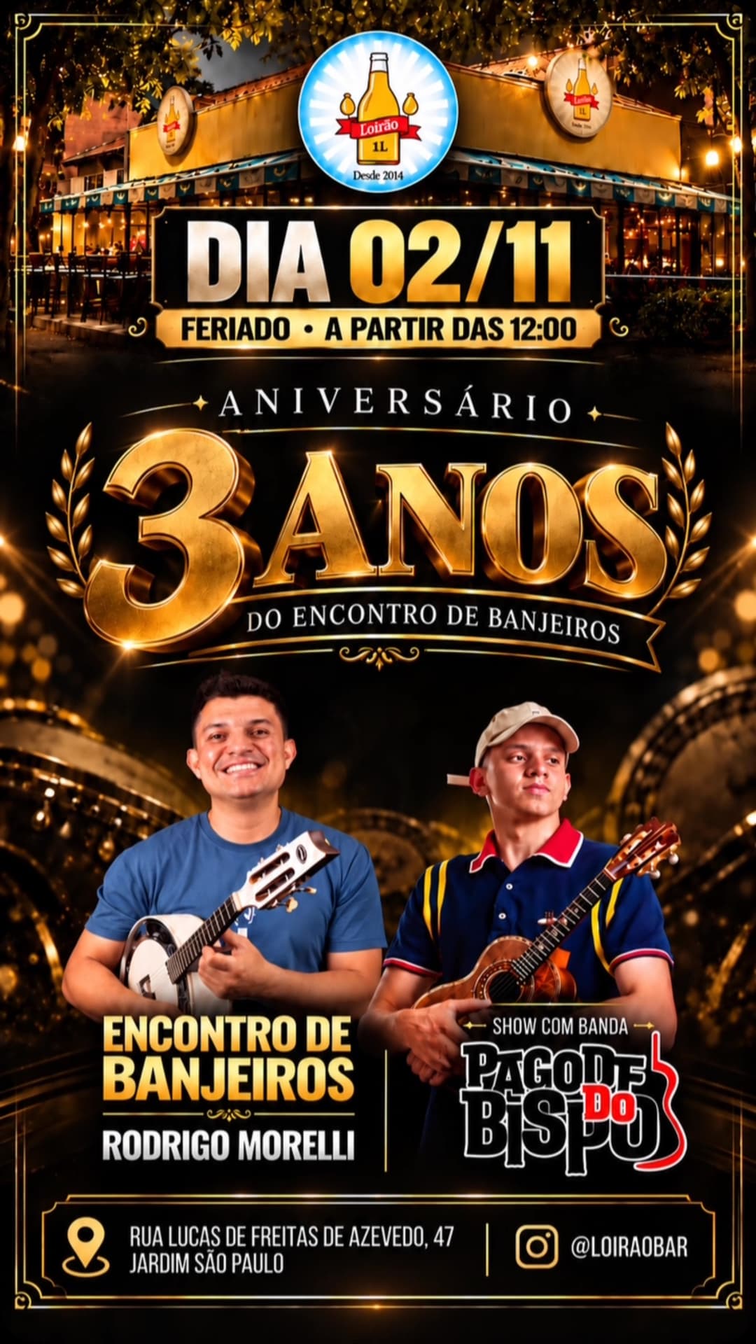 Flyer de Rodrigo Morelli e Thiago Bispo e Banda