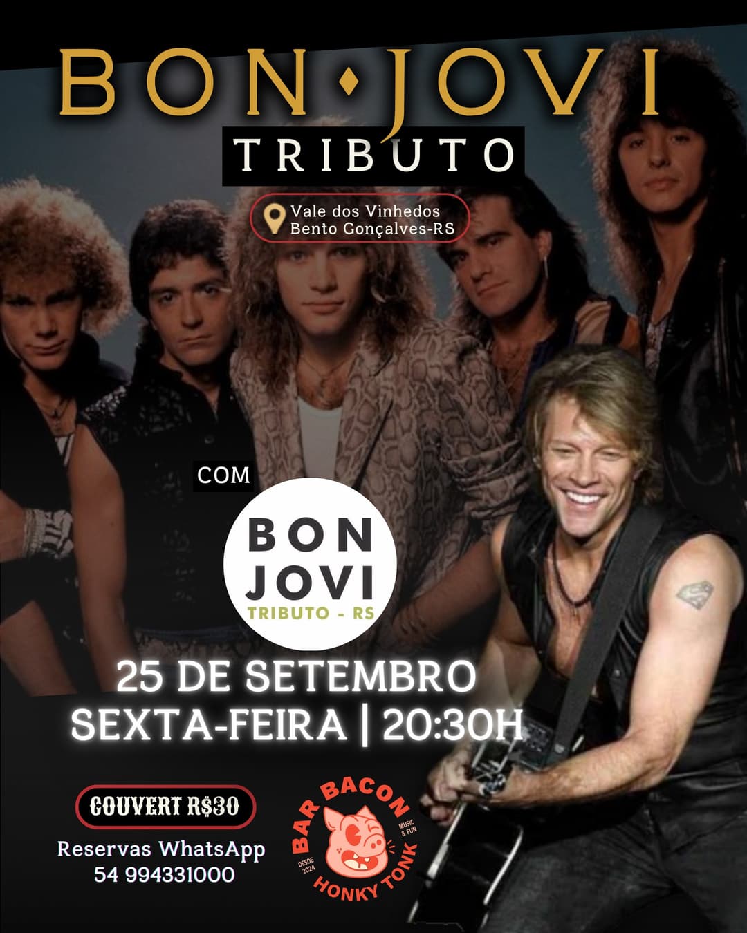 Flyer de Bon Jovi Tributo RS