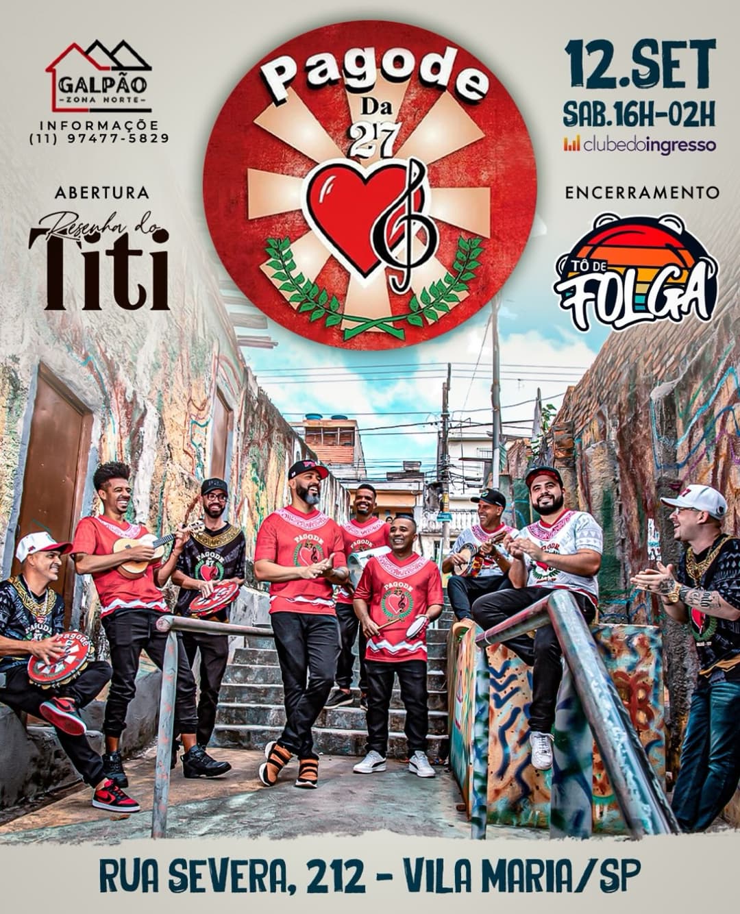 Flyer de Pagode da 27, resenhadotiti e todefolga_oficial