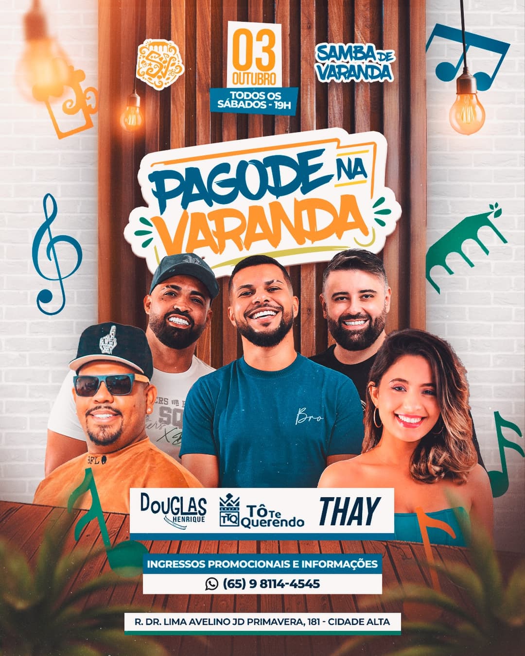 Flyer de Tô Te Querendo TTQ, Douglas Henrique e Thay