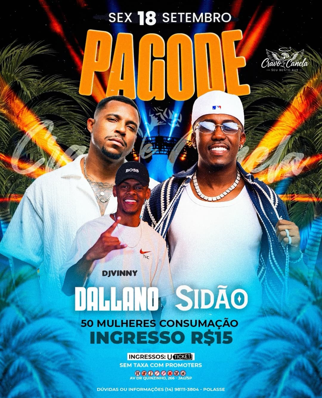 Flyer de Pagode do Sidão, Vinny e Pagode de Prima