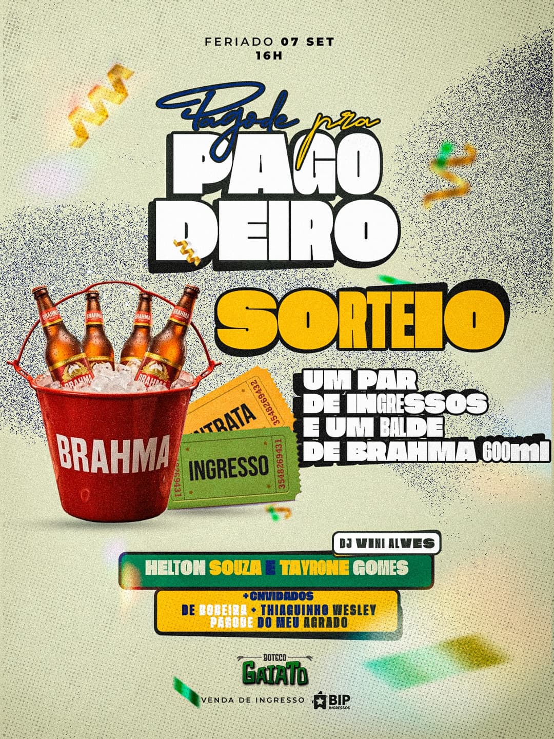 Flyer de Helton Souza, Tayrone Gomes e Vini Alves