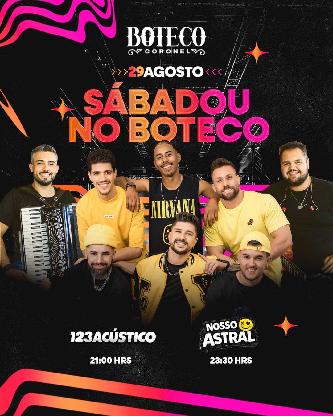 Flyer de 123 e Banda e Grupo Nosso Astral