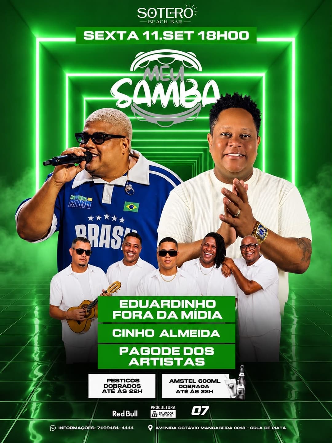Flyer de Pagode dos Artistas, Cinho Almeida e Eduardo