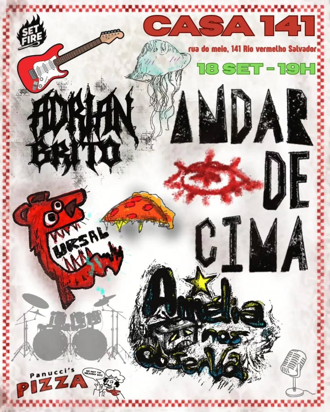 Flyer de Amélia nos Observa, Andar de Cima e mais 2 artistas
