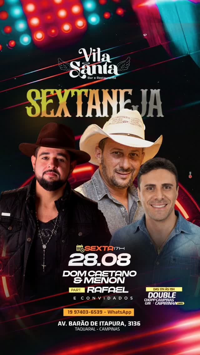 Flyer de Dom Caetano e Menon e Rafael