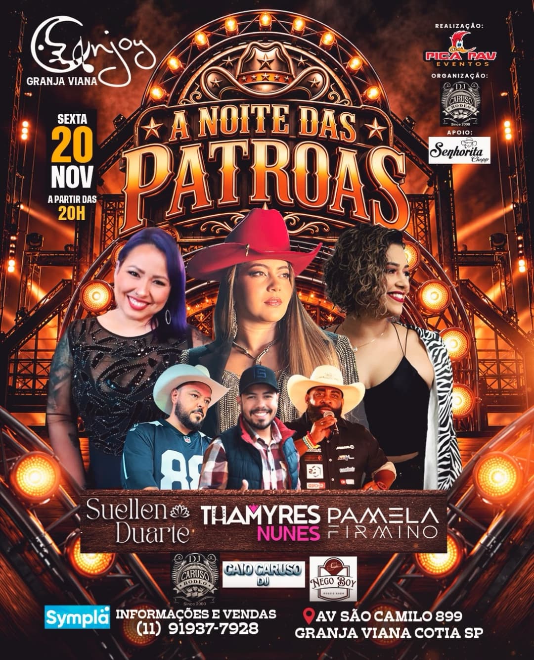 Flyer de DJ Caruso, Pamela Firmino e mais 3 artistas