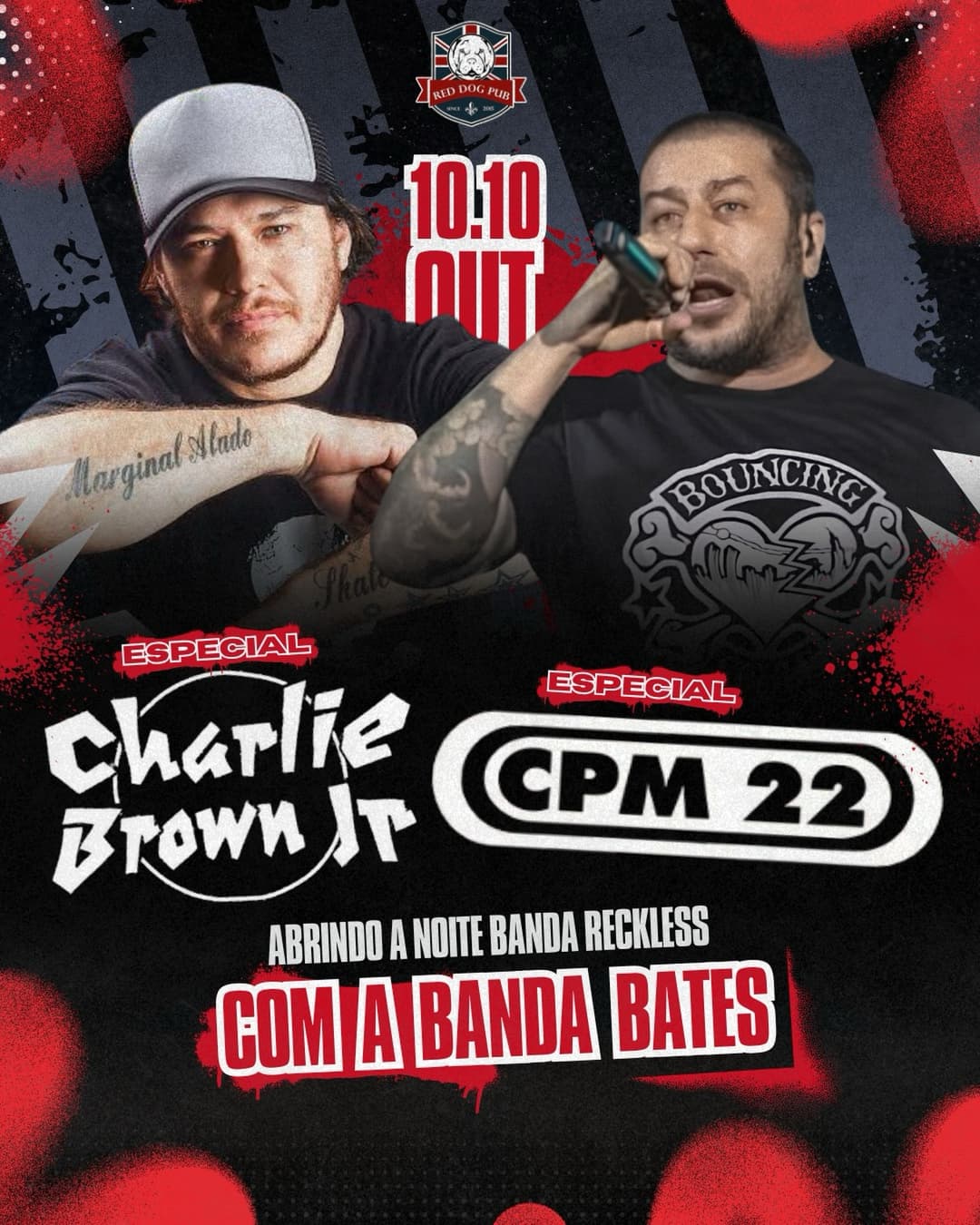 Flyer de Especial Charlie Brown Jr., Especial CPM 22 e Reckless