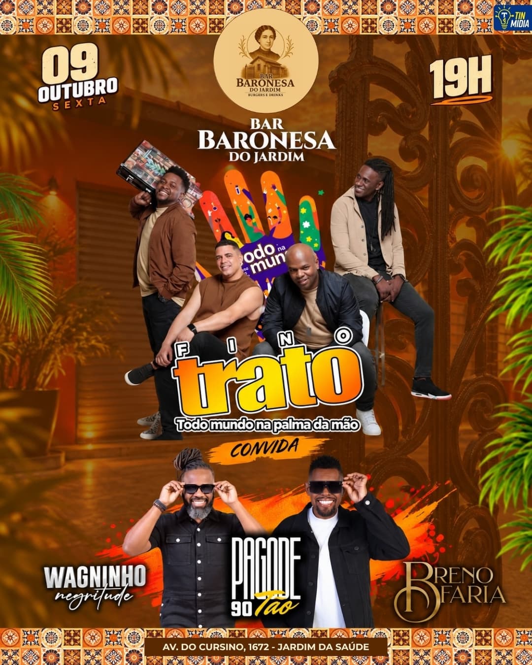 Flyer de Grupo Fino Trato, Breno Faria e mais 2 artistas