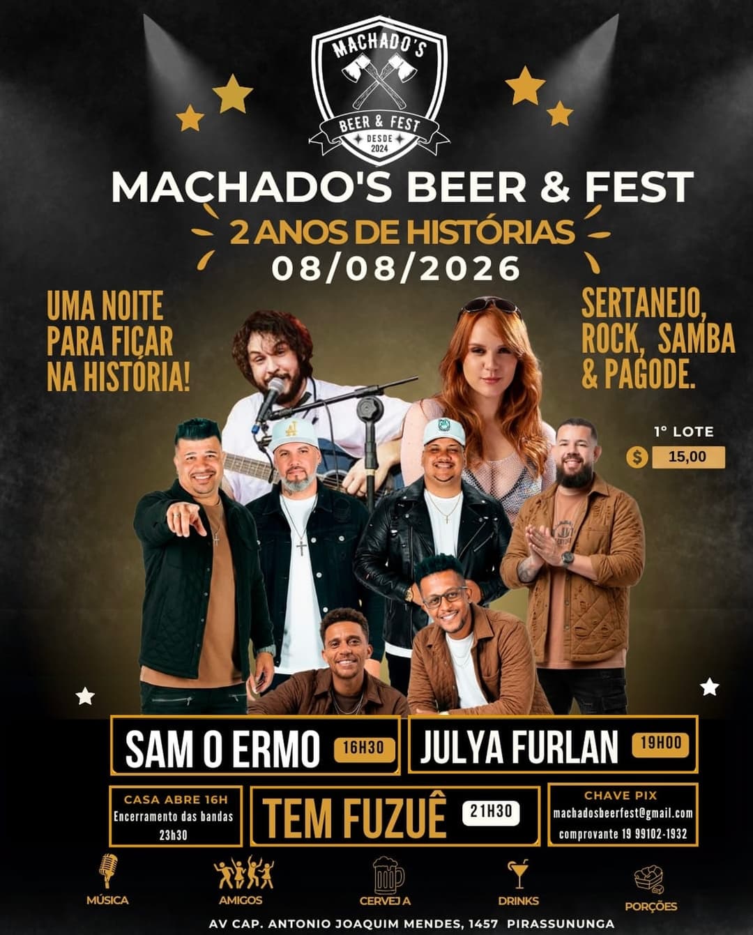 Flyer de Sam O Ermo, Julya Furlan e Tem Fuzuê