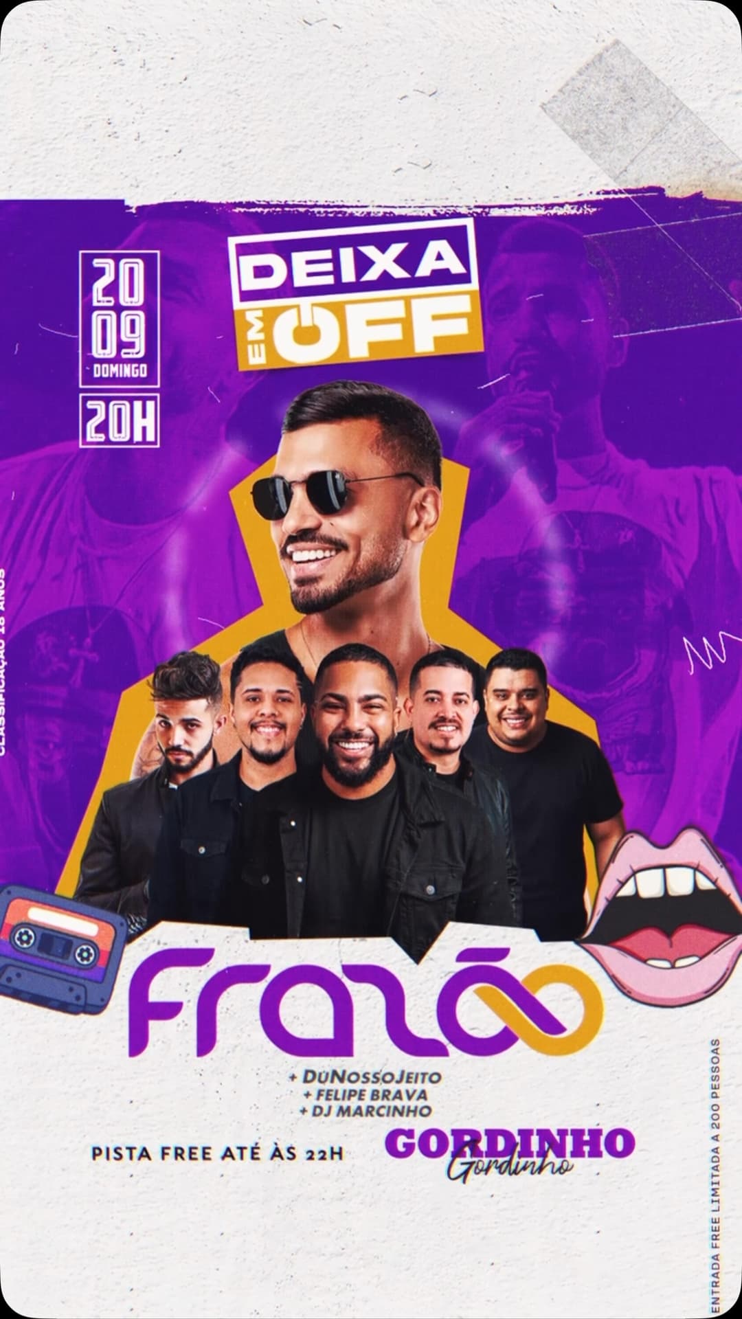 Flyer de Frazão, Du Nosso Jeito, Felipe Brava e DJ Márcio Santos