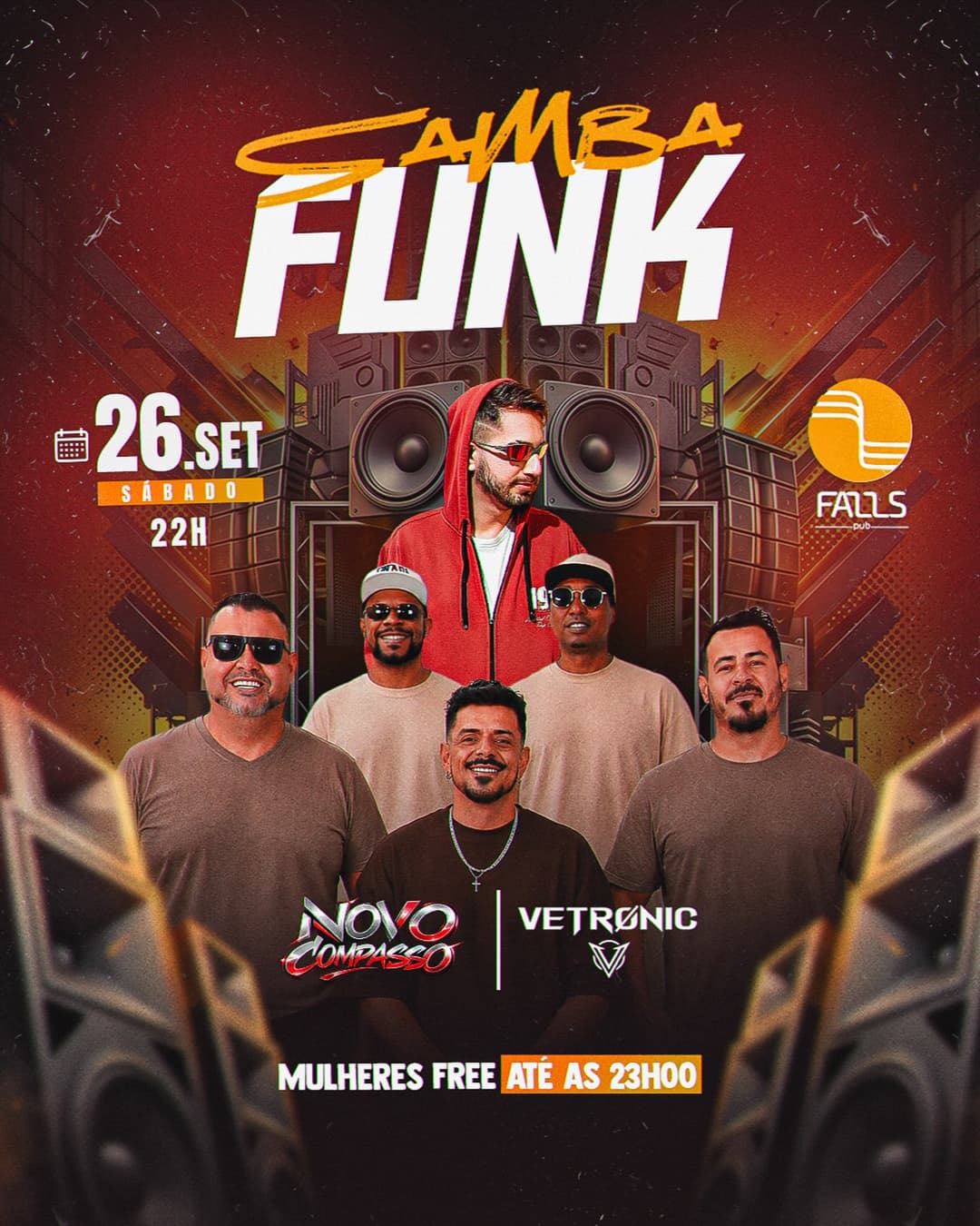 Flyer de Grupo Novo Compasso e DJ Vetronic
