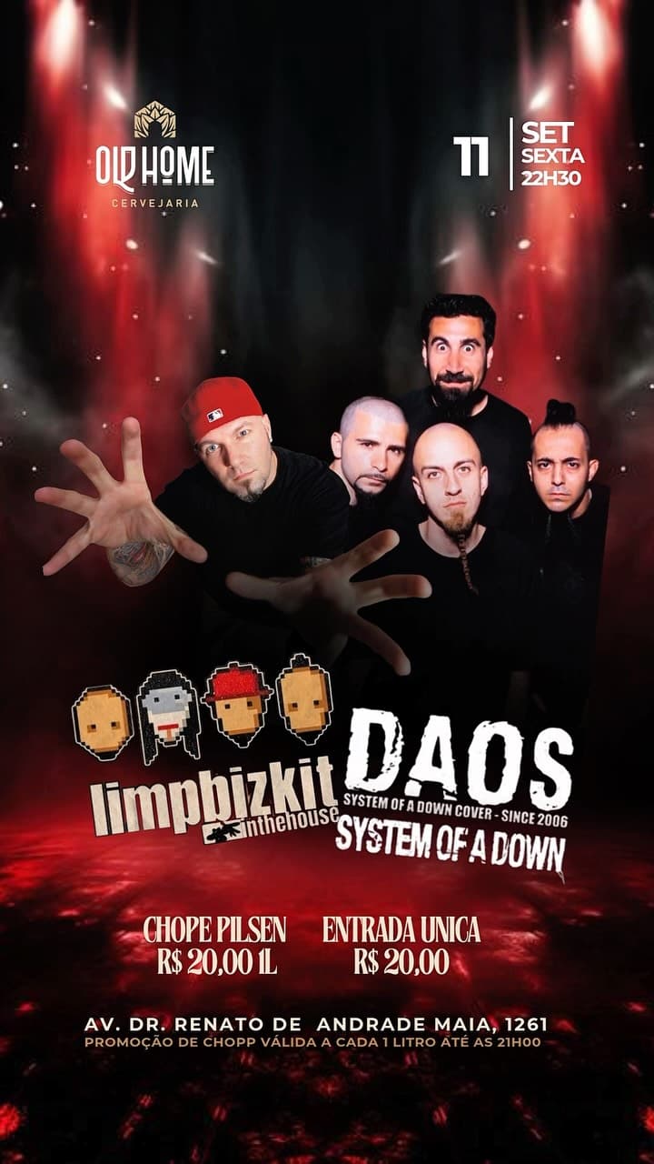 Flyer de Daos e Limp Bizkit in the House