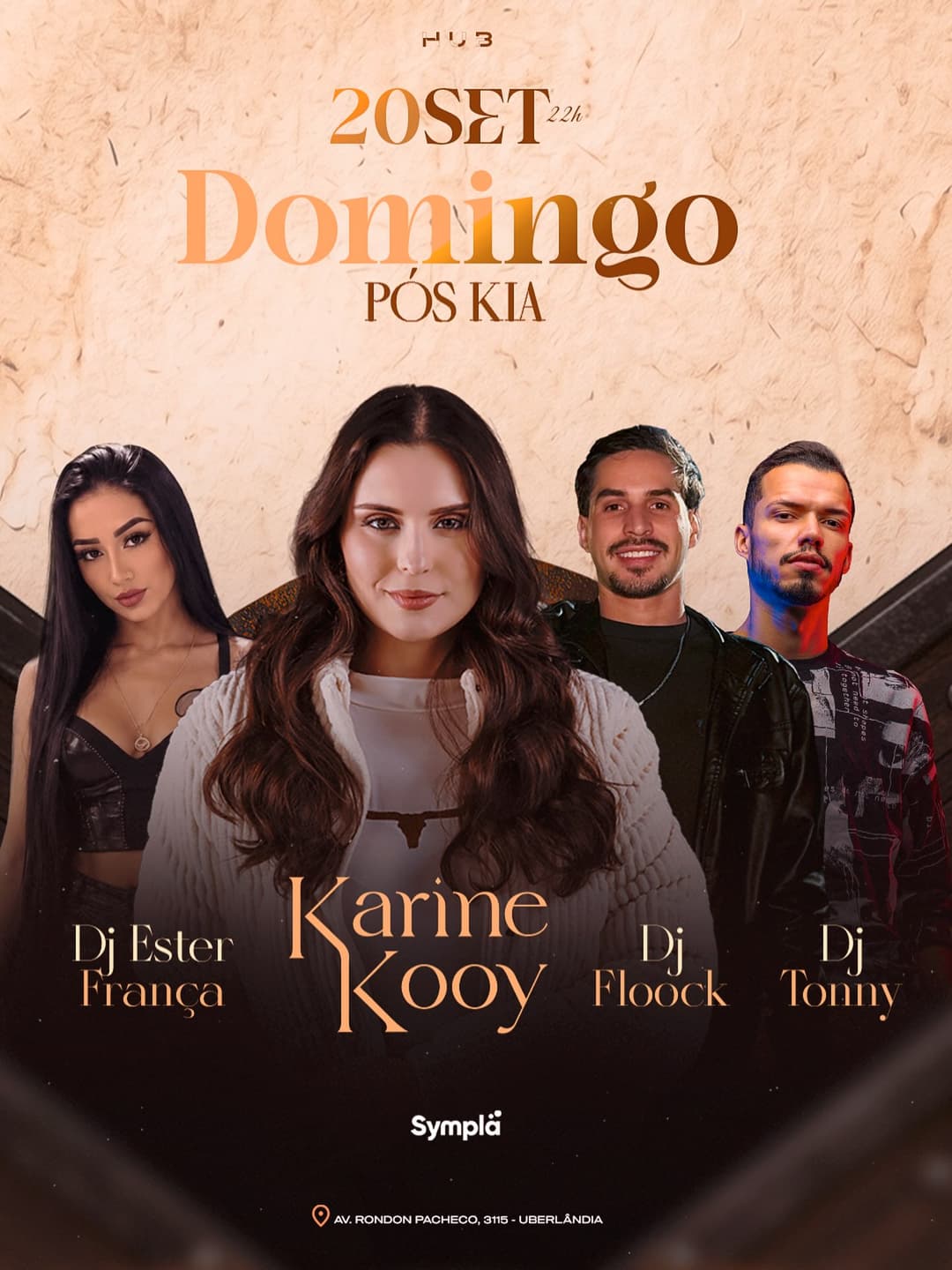 Flyer de Karine Kooy, Ester França, Floock e Tonnymusicdj