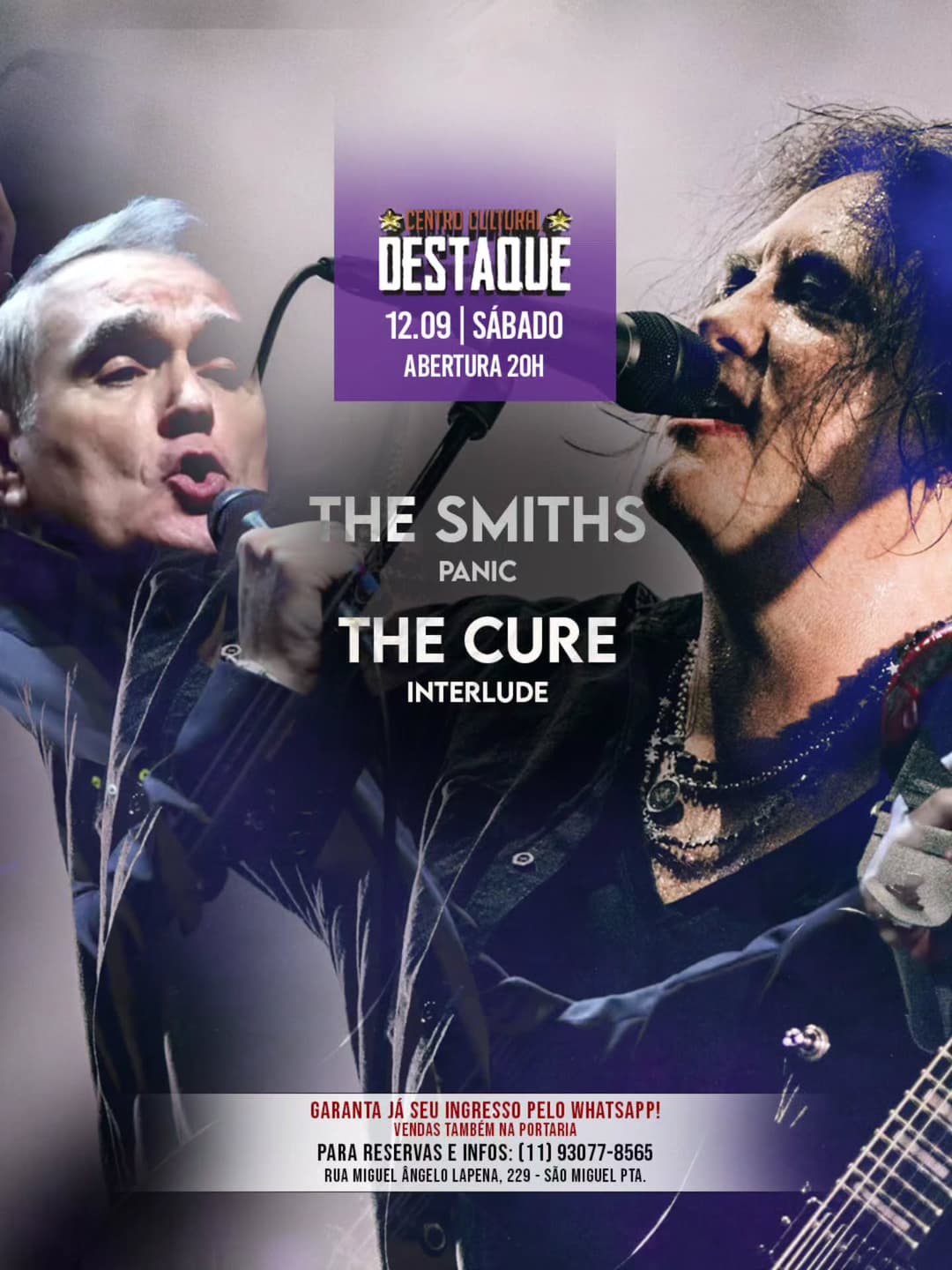 Flyer de Panic e Interlude The Cure Tribute