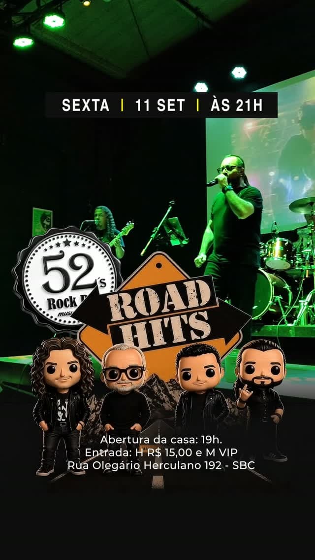 Flyer de Banda Road Hits, Van Halen Cover e mais 1 artista