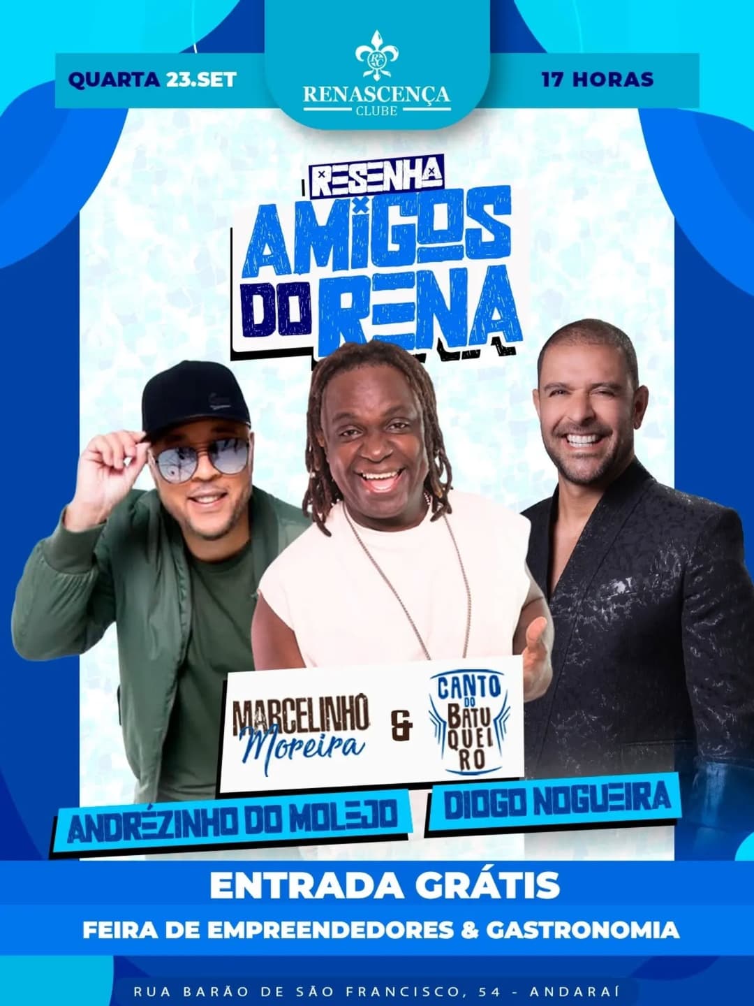 Flyer de Marcelinho Moreira & O Canto do Batuqueiro e Andrézinho do Molejo