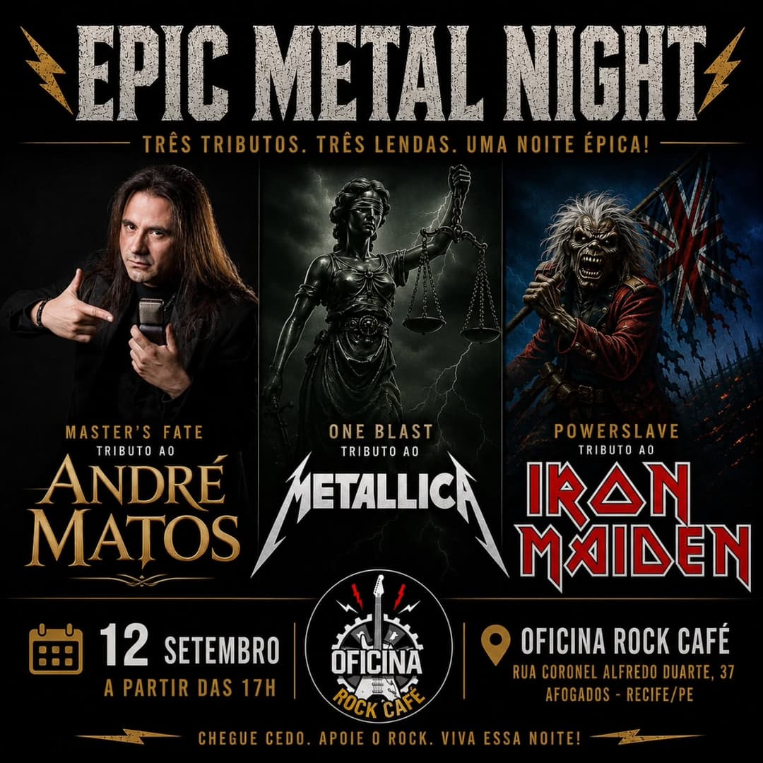 Flyer de Powerslave e EPIC METAL NIGHT
