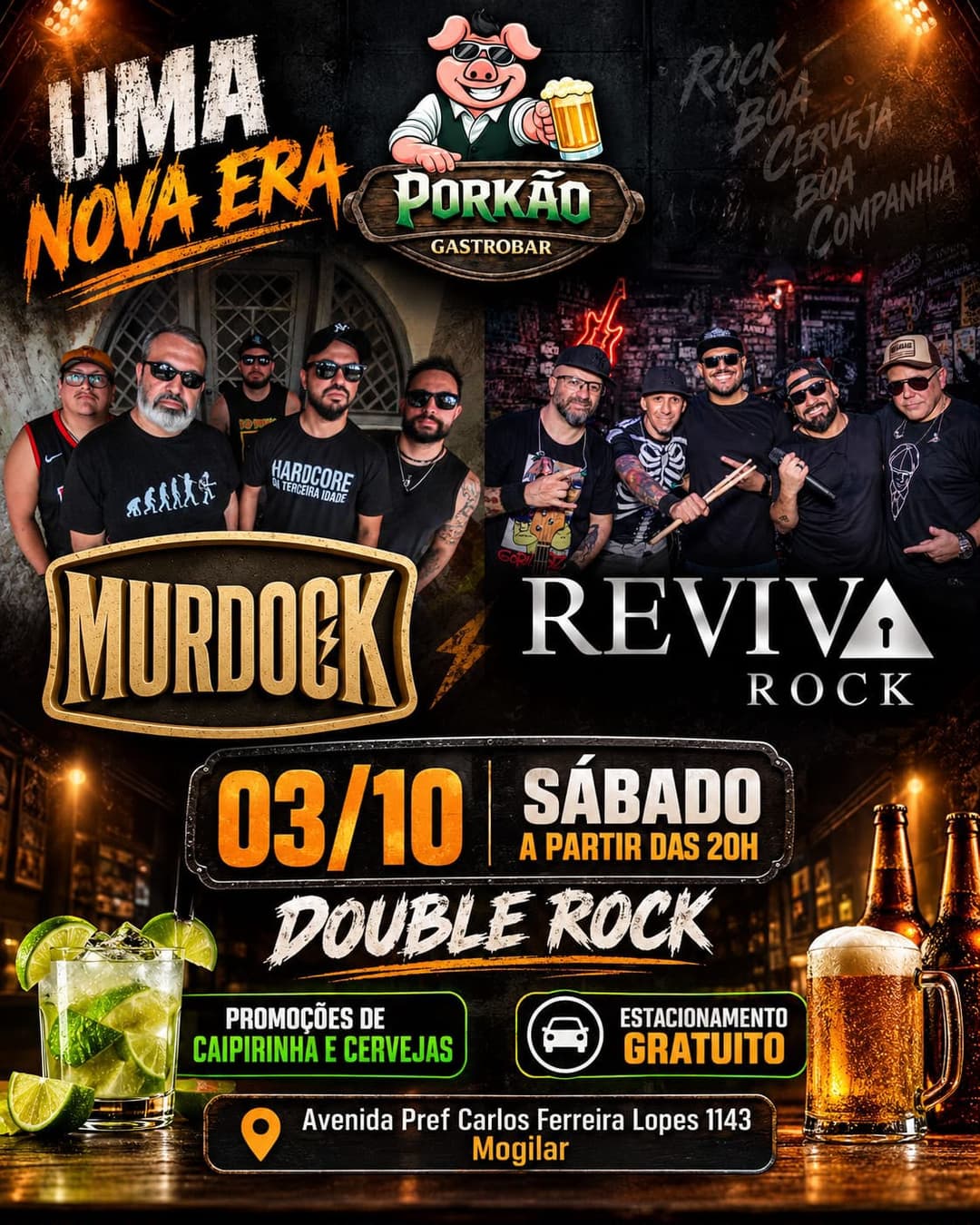 Flyer de Murdock Rock Band e Reviva Rock