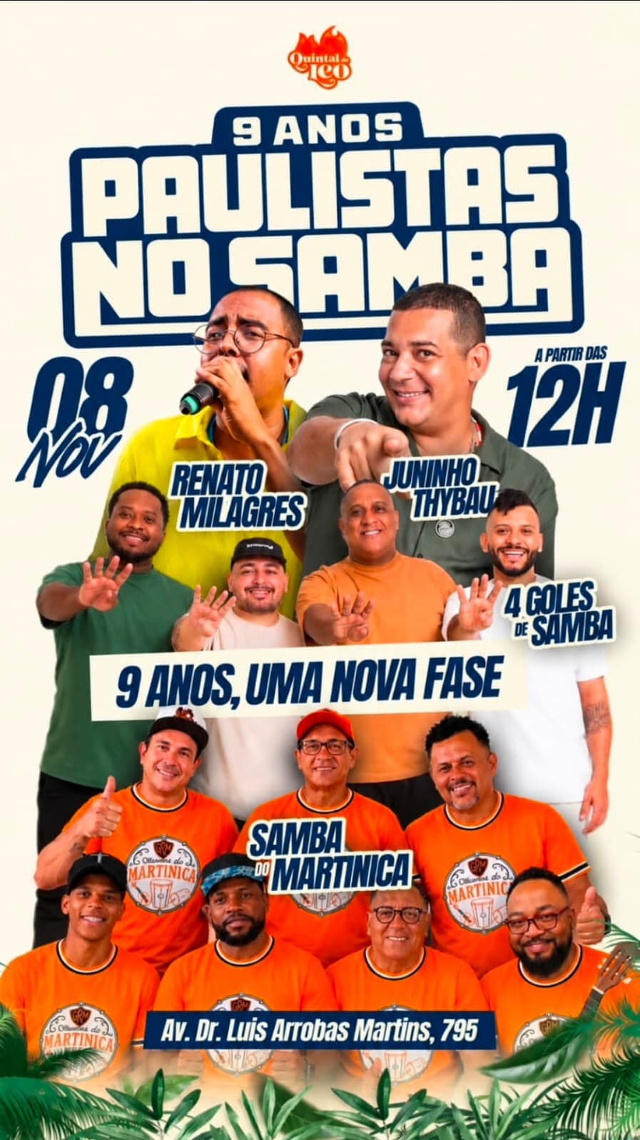 Flyer de 4 Goles de Samba, Samba do Martinica e mais 2 artistas