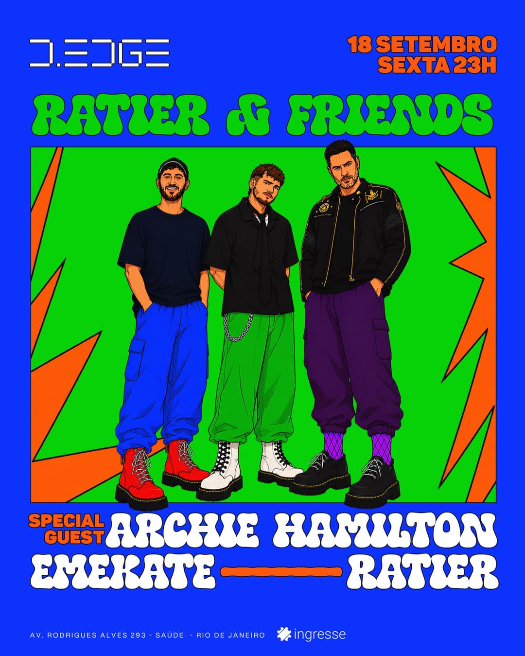 Flyer de Ratier, Archie Bhamilton e Emekate