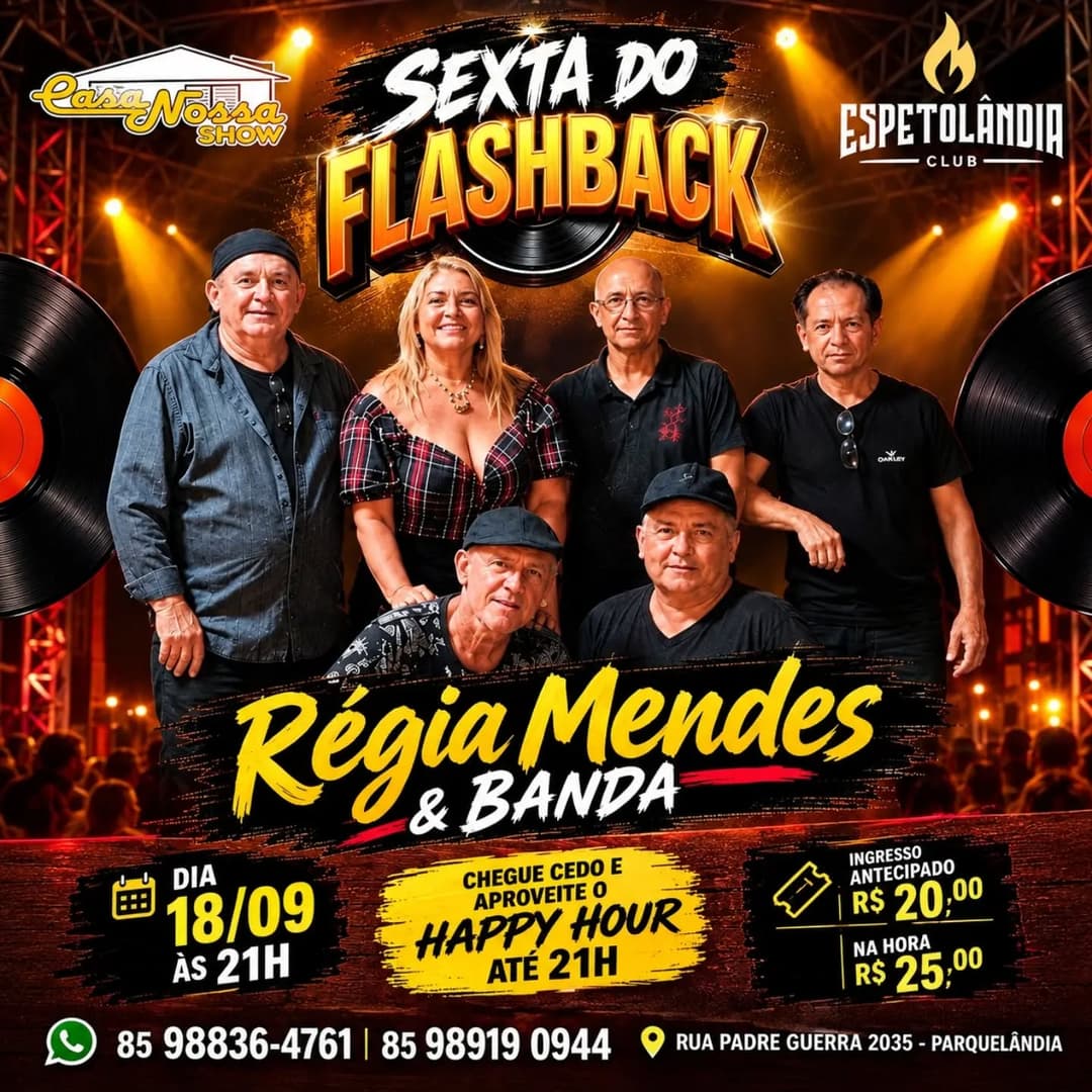 Flyer de Régia Mendes & Banda